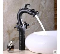 Rubinetto per Lavabo A Forma di Drago in Bronzo Nero, retrò Europeo, per Lavabo da Appoggio, per Lavabo Sottotop, per Acqua Calda E Fredda, Black Dragon-Shaped [Tall] Dragon Head