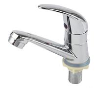 Rubinetto per lavabo a foro singolo cromato Rubinetto per acqua fredda Miscelatore per lavabo da bagno in lega di zinco con cartuccia in ceramica per un funzionamento regolare a goccia