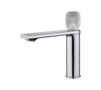 Rubinetto per lavabo a LED in cristallo, miscelatore per lavabo da bagno in ottone dorato con luce d'atmosfera (cromo)