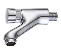 Rubinetto per lavabo a parete con chiusura ritardata, con controllo a pressione, aeratore a risparmio idrico e struttura in ottone con elettrolitico per uso bagno (B)