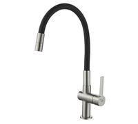 Rubinetto per lavabo a pavimento ALITA Laveo nero argento con beccuccio flessibi