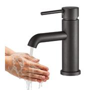 Rubinetto per lavabo a pavimento senza tappo, colore grafite, modello NOIA Kuchi