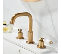 Rubinetto per lavabo a tre fori in ottone vintage da 8 pollici Split caldo e freddo 3 fori bagno rubinetto sottopiano, tubo a sette caratteri