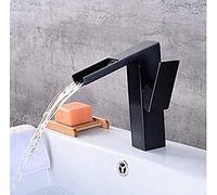 Rubinetto per lavabo Antico, Rubinetto da Cucina in Ottone Spazzolato Nero, Design a Cascata Quadrata, Miscelatore monocomando, rubinetti per Cucina e Bagno