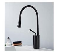 Rubinetto per lavabo bianco o nero Rubinetto per lavabo monocomando caldo e freddo Materiale in ottone Stile Nord Europa (Colore : Black Short) Stabilize