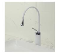 Rubinetto per lavabo bianco o nero Rubinetto per lavabo monocomando caldo e freddo Materiale in ottone Stile Nord Europa (Colore : White Gold Long) Stabilize