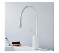 Rubinetto per lavabo bianco o nero Rubinetto per lavabo monocomando caldo e freddo Materiale in ottone Stile Nord Europa (Colore : Black Short) Stabilize