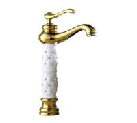 Rubinetto per lavabo caldo e freddo con diamante in cristallo europeo, oro