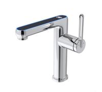 Rubinetto per lavabo con display a LED con spruzzatore a doppia modalità per rubinetto miscelatore per lavello dell'acqua con struttura in ottone e funzionamento della valvola liscia (cromato)