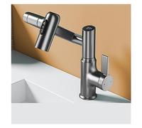 Rubinetto per lavabo con display digitale a LED, rotazione a 360 gradi, spruzzatore multifunzione per acqua calda e fredda, miscelatore per bagno (colore: grigio)