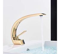 Rubinetto per lavabo Cromato Nero, Miscelatore per Acqua da Bagno, Rubinetto per lavabo in Ottone, Maniglia Singola, Un Foro, Rubinetto per lavabo da Bagno (Lucido Oro)