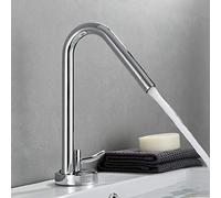 Rubinetto per lavabo cromato Rubinetto per lavabo corto o alto Design artistico Miscelatore per gru a freddo caldo Rubinetto per gru Montaggio a ponte Rubinetti per lavabo con rotazione a 36