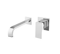 Rubinetto per lavabo da bagno, a 2 fori, con acqua calda e fredda, elegante finitura cromata e nera, rubinetto moderno per lavabo per la casa