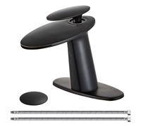 Rubinetto per lavabo da bagno a cascata in bronzo anticato, rubinetto monocomando a foro singolo in ottone per lavabo, miscelatore a corpo inclinato con tubo di alimentazione e piletta di scarico a