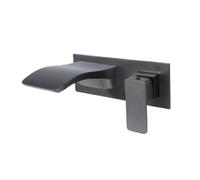 Rubinetto per lavabo da bagno a cascata, miscelatore per acqua calda e fredda a scomparsa, design elegante in argento diviso, installazione moderna sotto bancone, elegante e funzionale