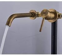 Rubinetto per lavabo da bagno a parete in ottone antico, 2 fori, maniglia a leva in ottone resistente, valvola in ceramica stile tradizionale, elegante decorazione per bagni classici