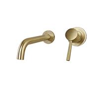 Rubinetto per lavabo da bagno a parete spazzolato, maniglia singola, 20 cm, elegante rubinetto in ottone per cucina e bagno, design durevole ed elegante