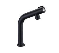 Rubinetto per lavabo da bagno ad arco medio in acciaio inox, monocomando, per acqua fredda, nero opaco