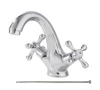 Rubinetto per lavabo da bagno - chiavi per lavabo da bagno | rubinetto per lavabo a un foro | rubinetto miscelatore a doppia maniglia con tubo da 60 cm, ricambio per acqua fredda e calda per lavabo
