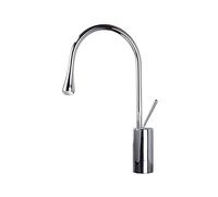 Rubinetto per lavabo da bagno con maniglia singola ad arco alto, Rubinetto in ottone di facile installazione, Miscelatore per acqua calda e fredda, Beccuccio a goccia artistico, Accessorio moderno per