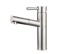 Rubinetto per lavabo da bagno girevole a 360° con spruzzatore estraibile in acciaio inossidabile spazzolato rubinetto miscelatore per lavello rubinetto da bagno moderno Design di facile installazione
