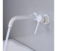 Rubinetto per lavabo da bagno girevole a 360°, cromato, a parete, in ottone, design moderno, per bagni eleganti, facile installazione, finitura bianca