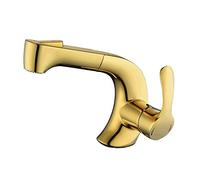 Rubinetto per lavabo da bagno girevole a 360 gradi in oro Rubinetto miscelatore ad arco alto Design a cascata con finitura cromata Altezza regolabile Apparecchi da bagno di lusso moderni