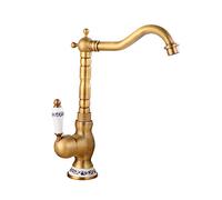Rubinetto per lavabo da bagno, girevole a 360°, maniglia singola, arco alto, stile antico, miscelatore acqua calda e fredda, ideale per bagni moderni e vintage