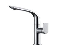 Rubinetto per lavabo da bagno girevole a 360° Rubinetto miscelatore monocomando per acqua calda e fredda Design elegante argento per cucina e bagno Installazione con un foro