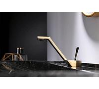 Rubinetto per lavabo da bagno in oro rosa spazzolato, miscelatore monocomando, cromato, inclinabile, per acqua calda e fredda, accessorio da cucina elegante modello lz322 (nero)
