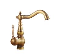 Rubinetto per lavabo da bagno in ottone anticato, girevole per acqua calda e fredda, design vintage elegante per la casa e la cucina