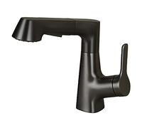 Rubinetto per lavabo da bagno in ottone massiccio con spruzzatore estraibile a doppia funzione, girevole a 360 gradi, con leva singola, rubinetto miscelatore caldo e freddo, nero (grigio canna di