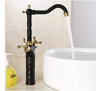 Rubinetto per lavabo da bagno in ottone vintage, rubinetto miscelatore caldo e freddo, rubinetti per lavabo in rame, rubinetto per lavabo in stile antico, rubinetti da cucina, elegante finitura nera