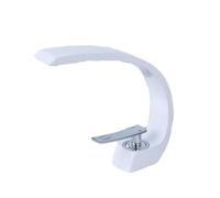 Rubinetto per lavabo da bagno in rame di alta qualità, design sottopiano dorato, caldo e freddo, foro singolo, grande gomito, elegante finitura bianca per case moderne