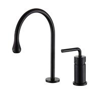 Rubinetto per lavabo da bagno, miscelatore per lavabo a forma di goccia d'acqua, montaggio su piano, design ad arco, rubinetti per lavabo, 2 fori, maniglia singola, rubinetto per lavabo in ottone