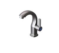 Rubinetto per lavabo da bagno moderno a foro singolo con valvola di spruzzatura laterale nera opaca, ugello curvo ergonomico, facile da installare (QHQH)