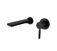 Rubinetto per lavabo da bagno nero con acqua calda e fredda in ottone a parete rubinetto per lavabo da bagno maniglia singola rubinetto per lavabo a due fori per villa, hotel