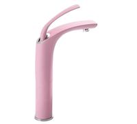 Rubinetto per lavabo da bagno nero interamente in rame, rubinetto per acqua calda e fredda per lavabo, lavabo da bagno domestico, lavabo fuori terra, rubinetto per piscina a foro singolo, arco rosa