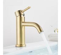Rubinetto per lavabo da bagno nero opaco miscelatore per lavaggio freddo e caldo in acciaio inox rubinetto per lavello installazione ponte tubo di alimentazione gru (colore: oro spazzolato corto)