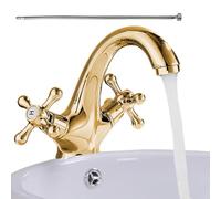 Rubinetto per lavabo da bagno, rubinetto monoforo in , miscelatore a doppia maniglia con tubo da 60 cm, gadget comodo con struttura stabile, categoria sanitaria, ricambio per lavabo e lavabo