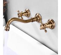 Rubinetto per lavabo da bagno, stile vintage, con doppia maniglia a 3 fori, design girevole a 360°, stile antico, ideale per l'arredamento classico della casa