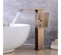 Rubinetto per lavabo da bagno vintage ad arco alto, in ottone, a cascata, stile antico, design durevole ed elegante per bagni moderni