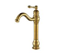 Rubinetto per lavabo da bagno vintage dorato ad arco alto miscelatore monocomando girevole a 360 ° in ottone stile antico regolazione acqua calda e fredda ideale per la ristrutturazione domestica.