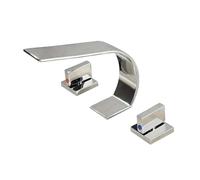 Rubinetto per lavabo, doppio manico, in ottone cromato, 3 fori | Rubinetto per lavabo a 3 fori con doppie maniglie per il controllo dell'acqua calda e fredda, ideale per bagni e cucine