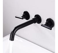 Rubinetto per lavabo girevole a 360° nero con beccuccio da 20 cm, rubinetto per vasca da bagno elegante con maniglia Word per case moderne