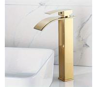 Rubinetto per lavabo in acciaio inossidabile con bocca a cascata e gomito quadrato specchiato per acqua calda e fredda, accessori e strumenti per il bagno argento,nero,oro,Nano dorato,Nano d'argento,N