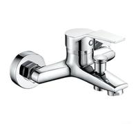 Rubinetto per lavabo in lega di zinco, cromato, montaggio a parete caldo e freddo, miscelatore a doppia erogazione, per lavelli da bagno, antiruggine, design moderno, facile installazione