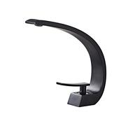 Rubinetto per lavabo in oro per lavabo da bagno monoforo sottopiano con design a gomito grande miscelatore acqua calda e fredda costruzione in rame finitura nera