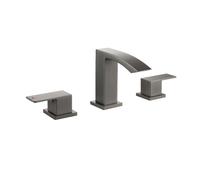 Rubinetto per lavabo in oro spazzolato quadrato con due maniglie 3 fori per lavello miscelatore da bagno caldo e freddo (metallo non metallico)