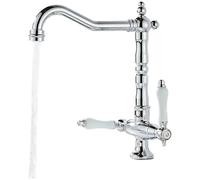 Rubinetto per lavabo in ottone anticato con doppia rotella girevole | Il design a doppia maniglia offre un controllo preciso della temperatura e un flusso d'acqua fluido nel lavandino del bagno.